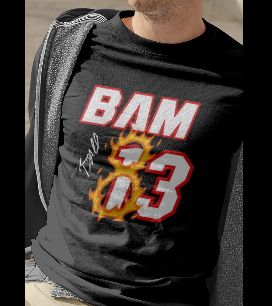 Bam Adebayo Miami Heat BAM 13 Flaming Signature T-Shirt
