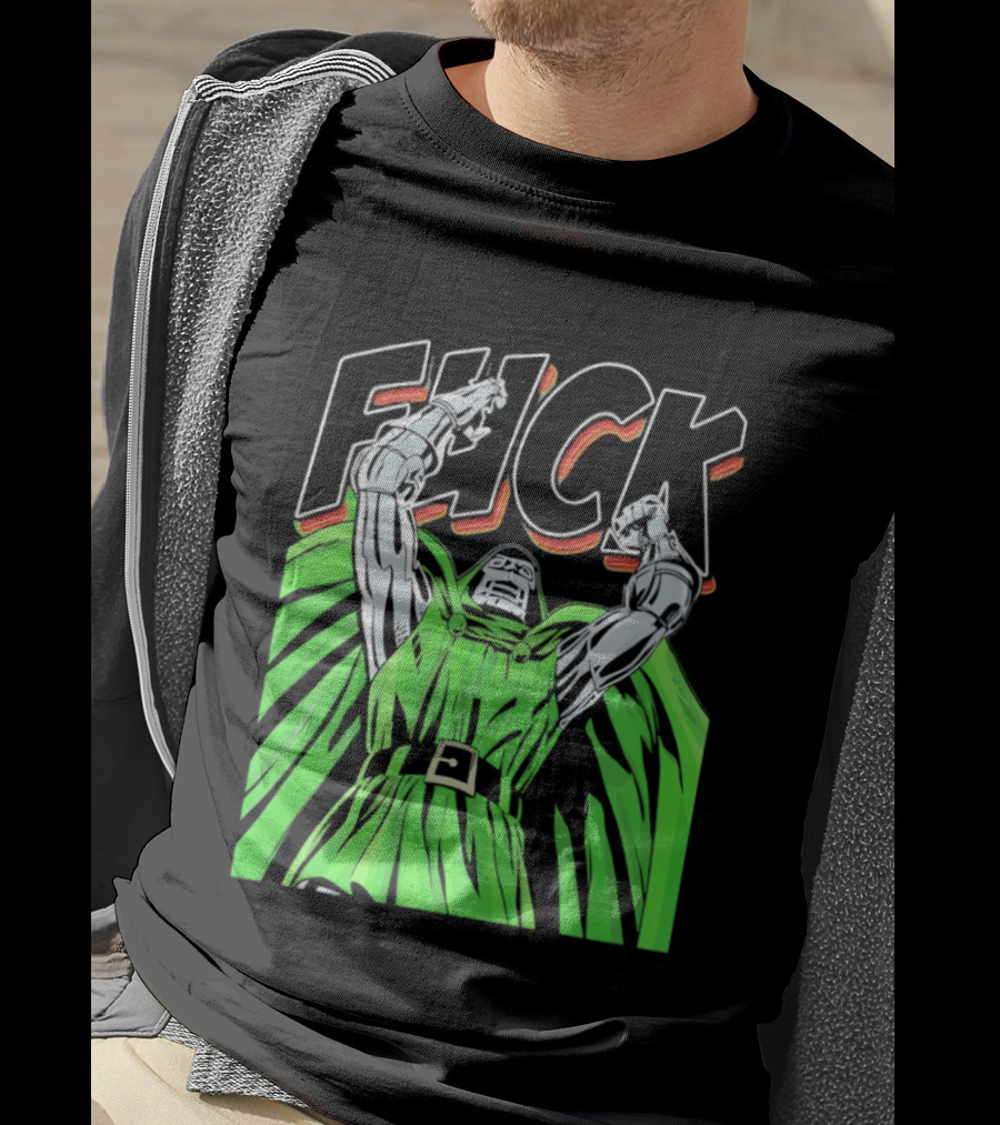 Dr Doom Green Cape Comic Style F**K T-Shirt