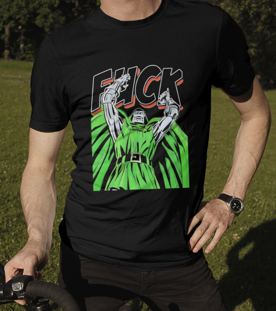 Dr Doom Green Cape Comic Style F**K T-Shirt