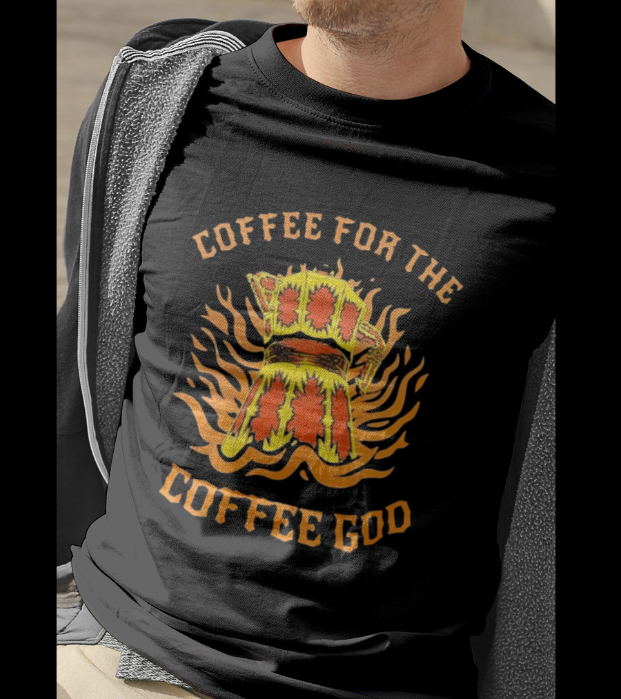 Coffee For The Coffee God Fiery Retro Moka Pot T-Shirt