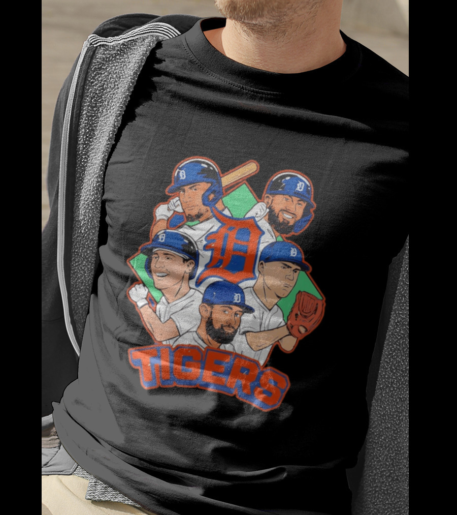 Caricature Tiger Players 2026 Detroit Baseball Big 5 T-Shirt