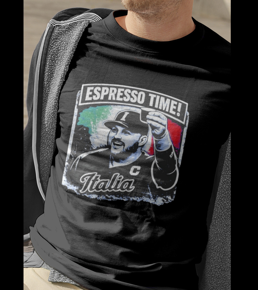 Espresso Time Italia Celebration With Baseball Player And Italian Flag T-Shirt