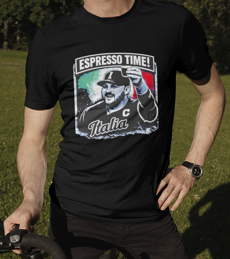 Espresso Time Italia Celebration With Baseball Player And Italian Flag T-Shirt