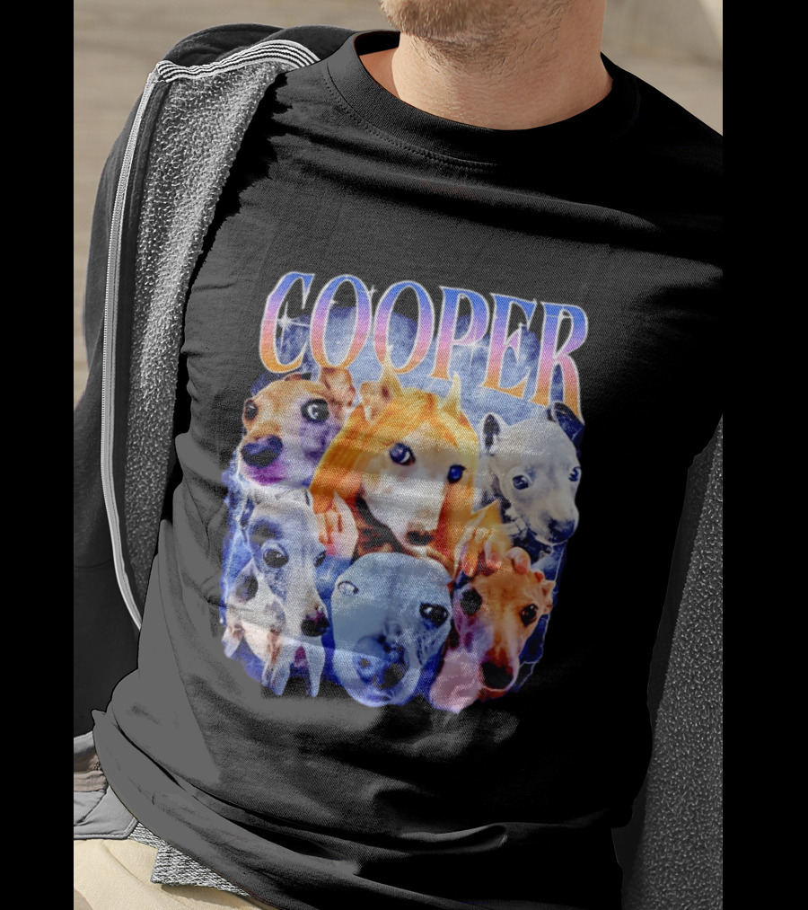 Cooper Dog Collage Colorful Lightning Effects T-Shirt
