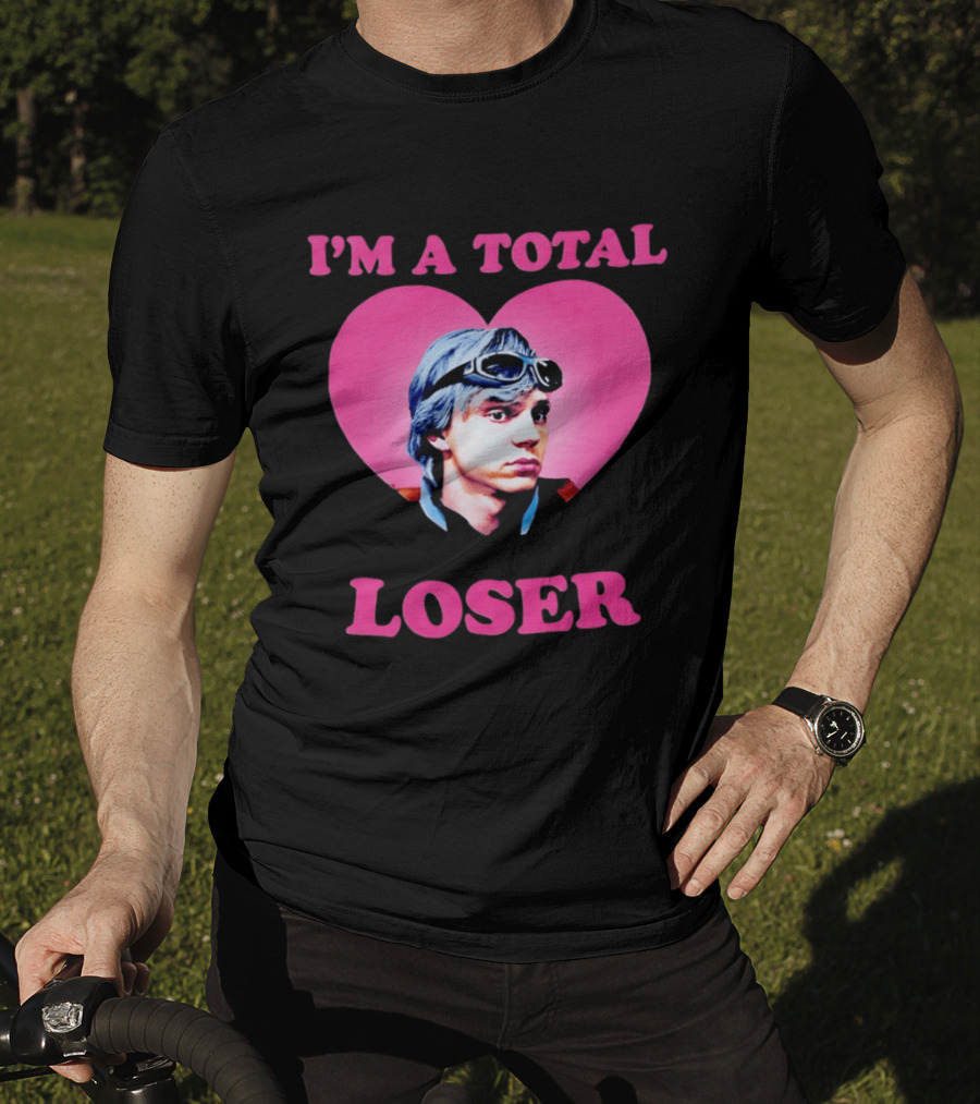 Evan Peters I'm A Total Loser Pink Heart Goggles T-Shirt