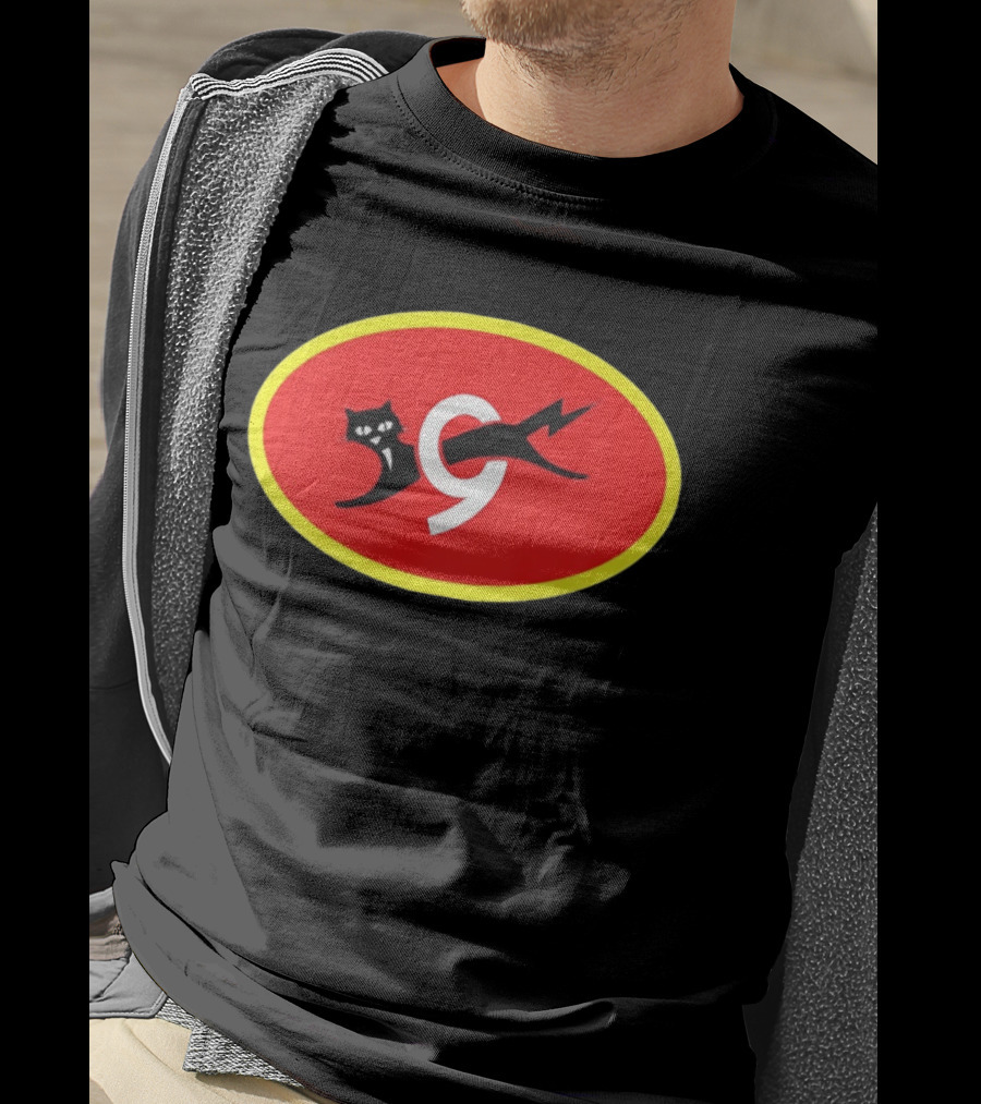 Eveready Black Cat 9 Lightning Bolt Red Oval T-Shirt