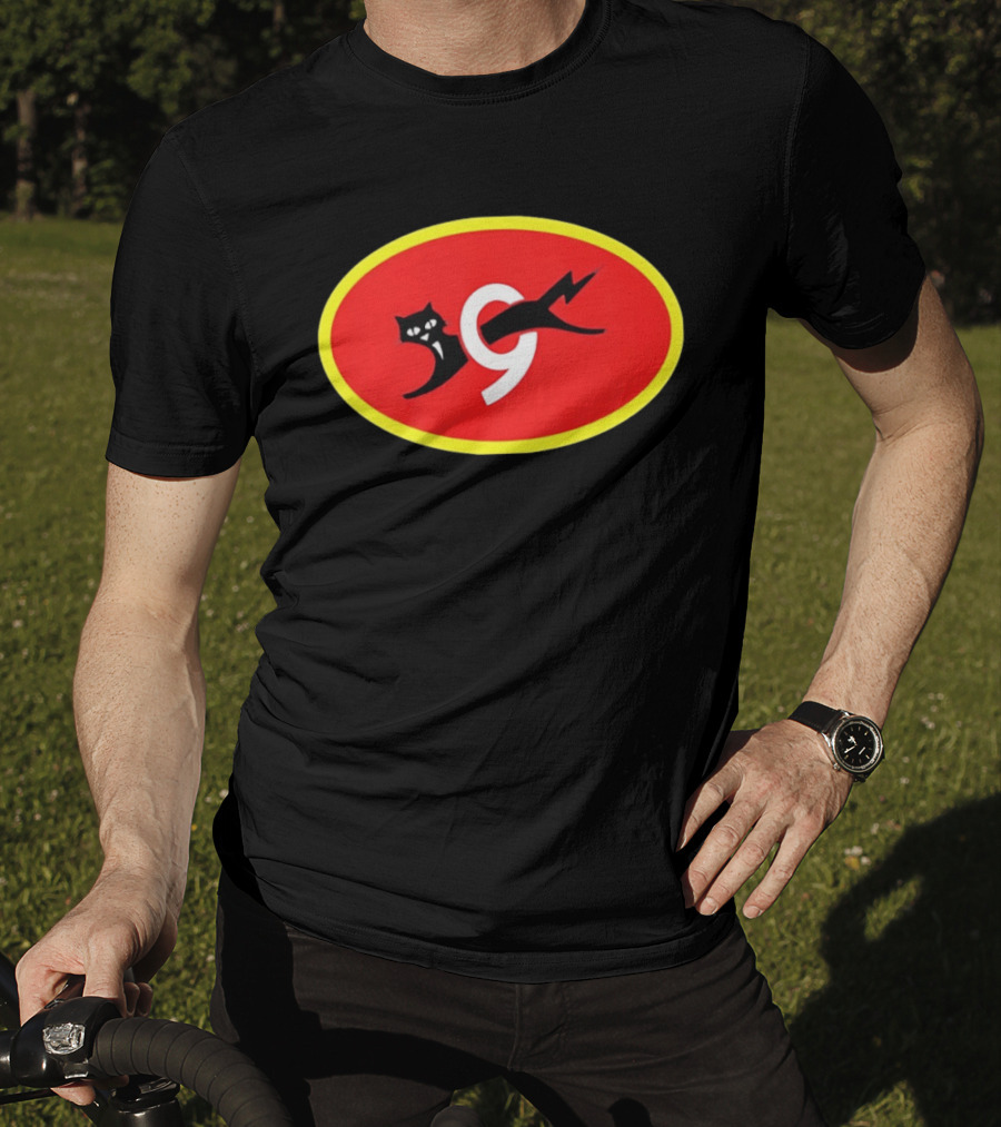 Eveready Black Cat 9 Lightning Bolt Red Oval T-Shirt
