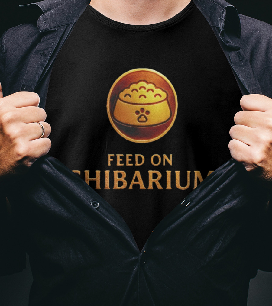 Feed On Shibarium Dog Bowl Paw Print T-Shirt