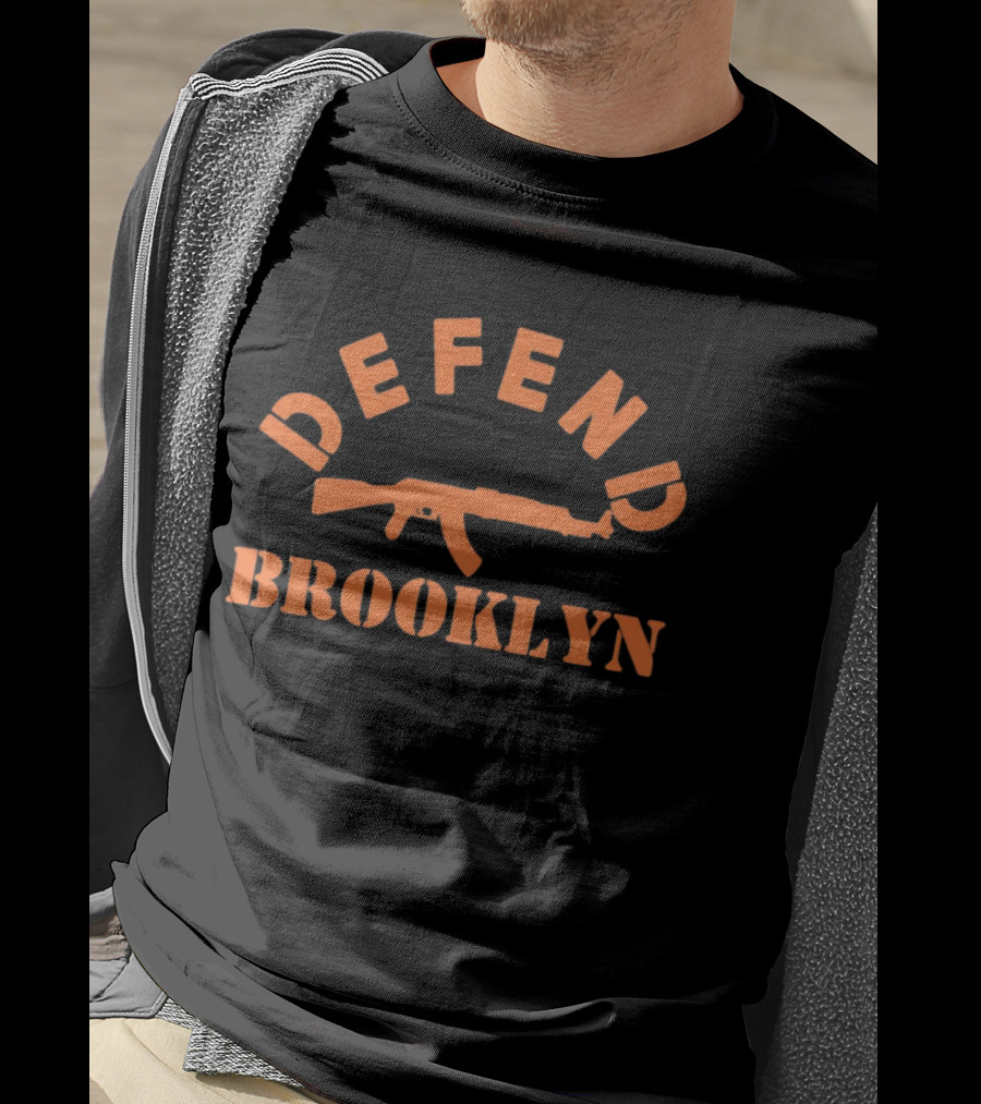 DEFEND Brooklyn AK 47 Rifle Shape Bold Orange T-Shirt