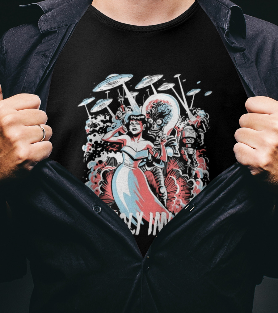 Friendly Invaders Retro UFO Invasion Art With Vintage Sci Fi T-Shirt