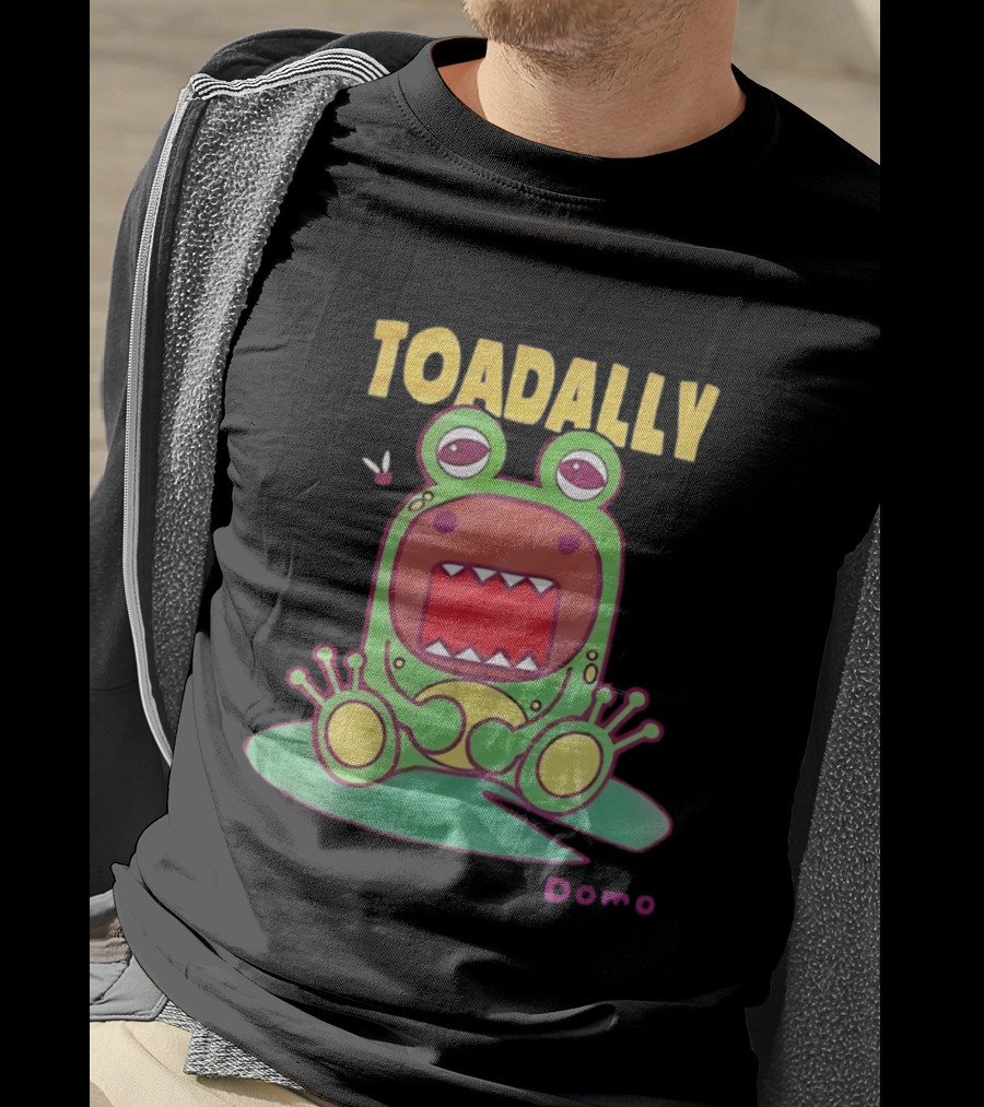 Toadally Domo Cartoon Frog With Red Mouth And Butterfly T-Shirt