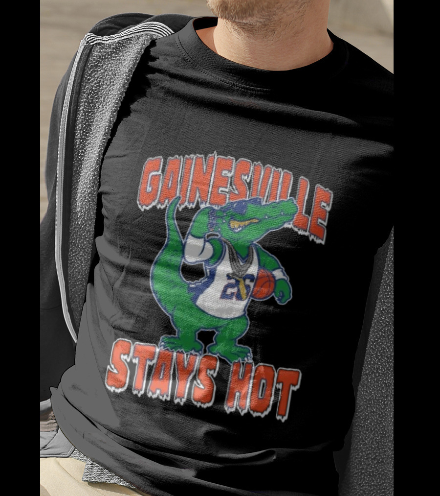 Gainesville Stays Hot Alligator Basketball Player With Sunglasses And Jersey T-Shirt