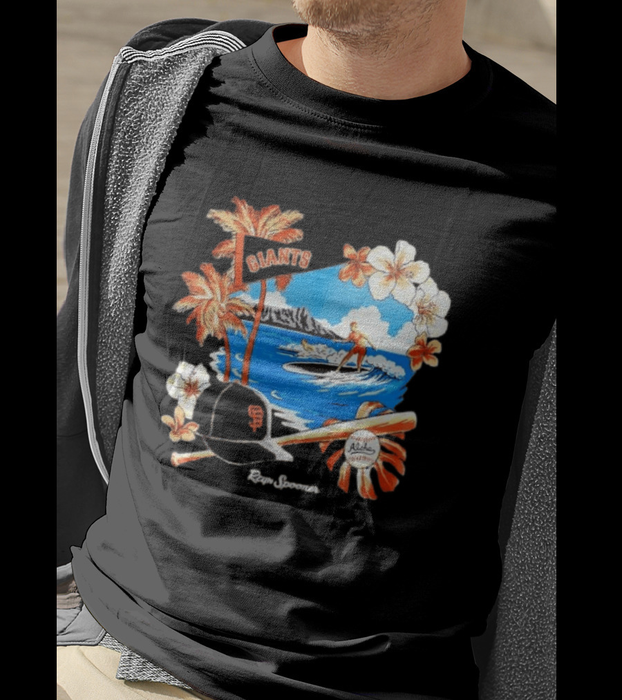 Giants Reyn Spooner Aloha Baseball Beach Surfing Floral Scene T-Shirt