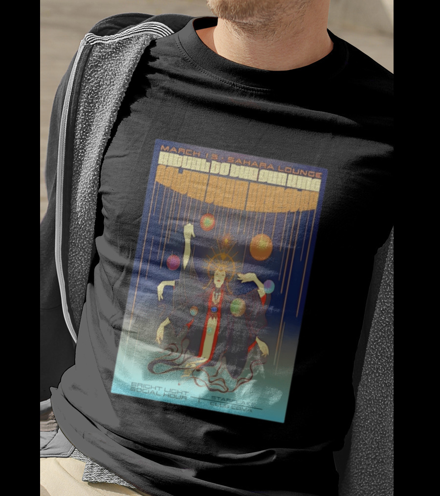 Golden Dawn Arkestra Ritual To The Sun King March 13 Sahara Lounge Bright Light Social Hour Starflake Club Coma T-Shirt