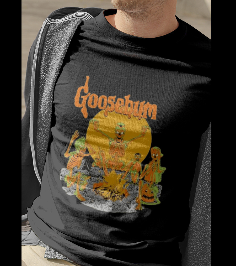 Goosebumps Skeleton Campfire Gnomes Slappy The Dummy Halloween Scene T-Shirt