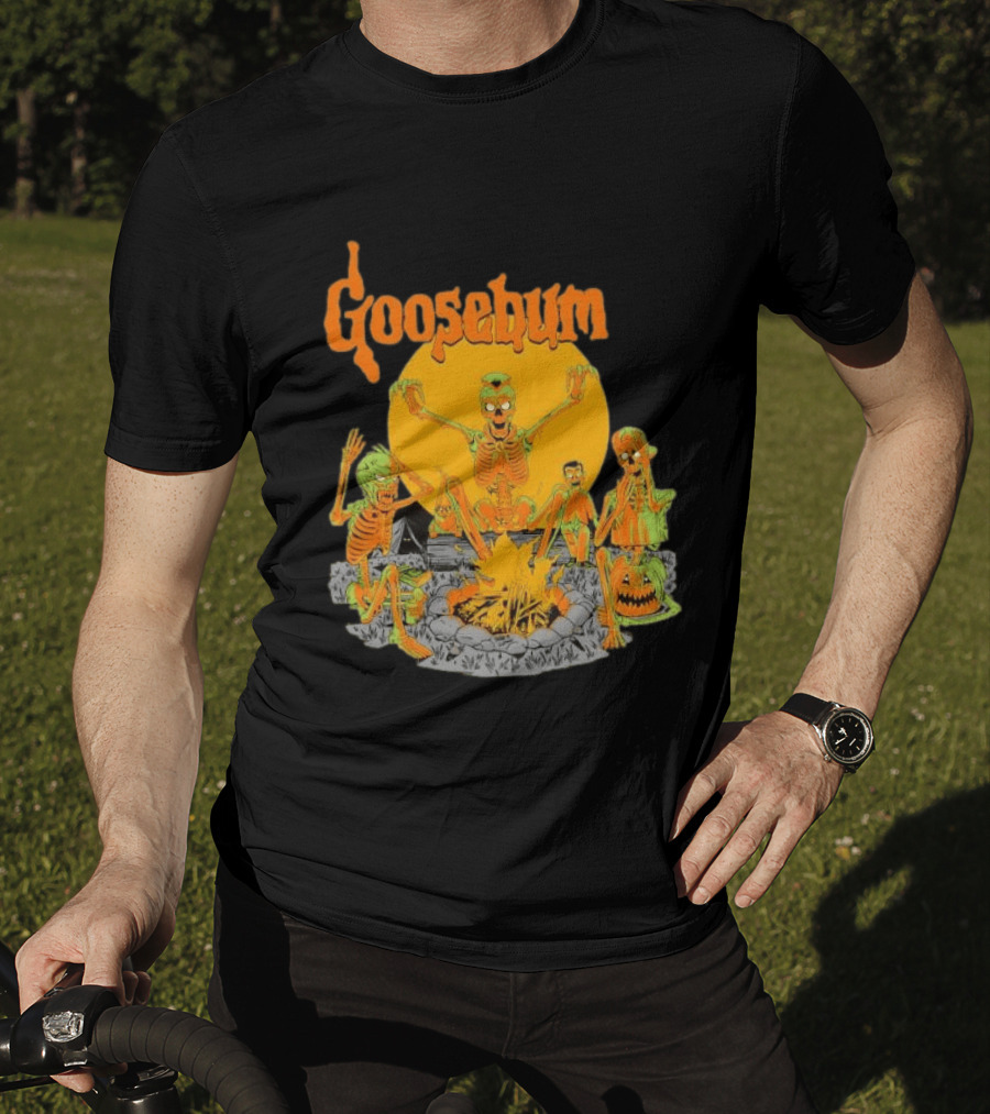 Goosebumps Skeleton Campfire Gnomes Slappy The Dummy Halloween Scene T-Shirt