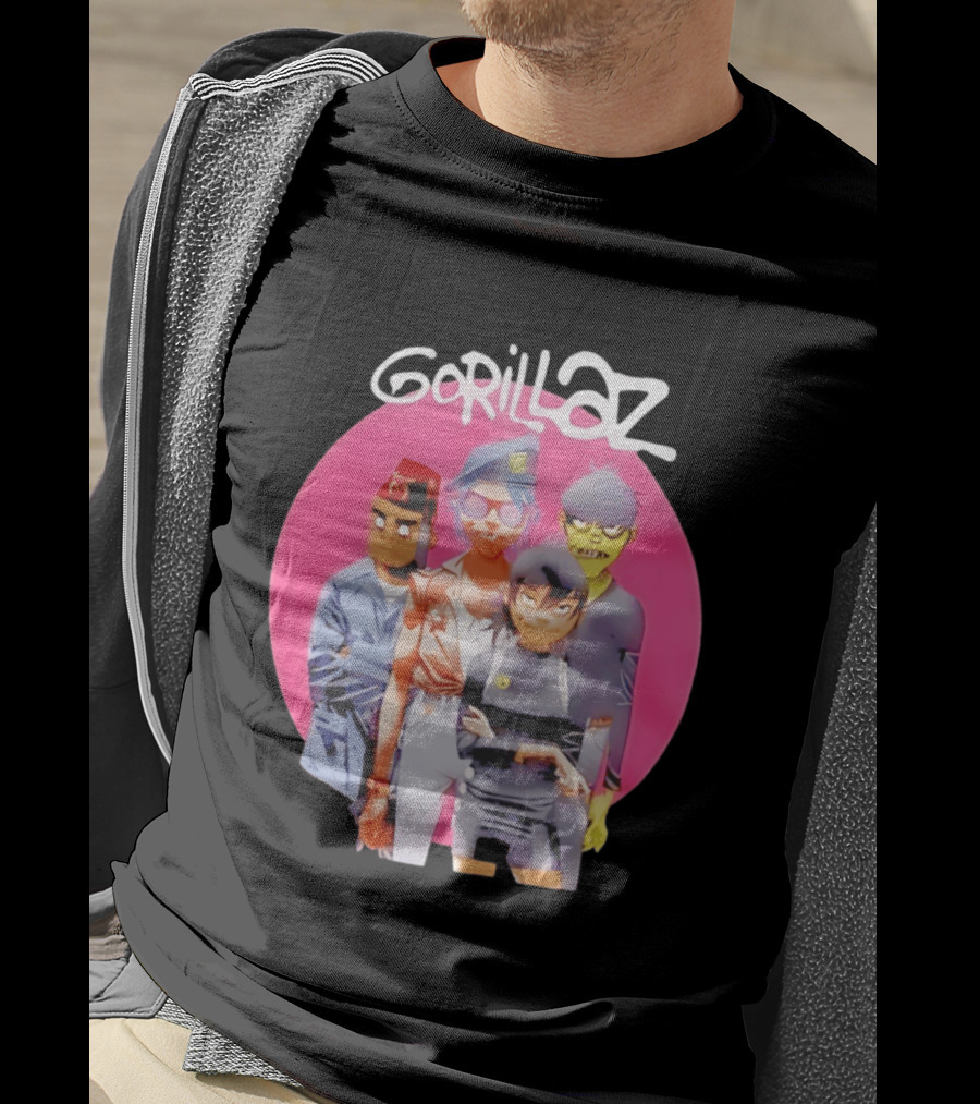 Gorillaz Humanz Group Characters On Pink T-Shirt