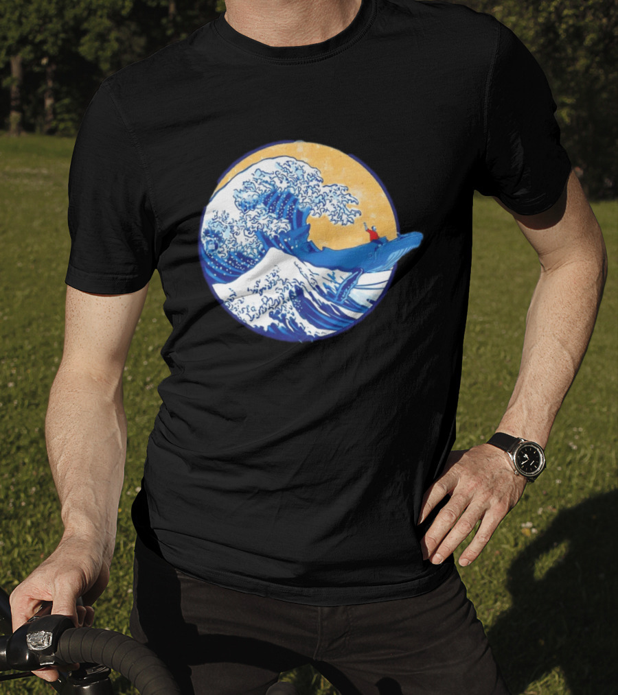 The Great Wave Meets The Great Beast With Whale Rider And Surfing Waves T-Shirt