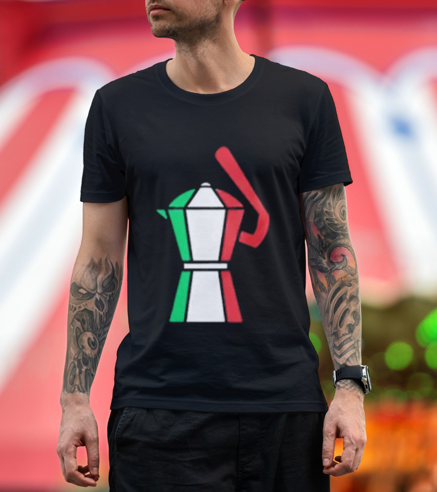 Italian Flag Moka Coffee Pot Icon Italy T-Shirt