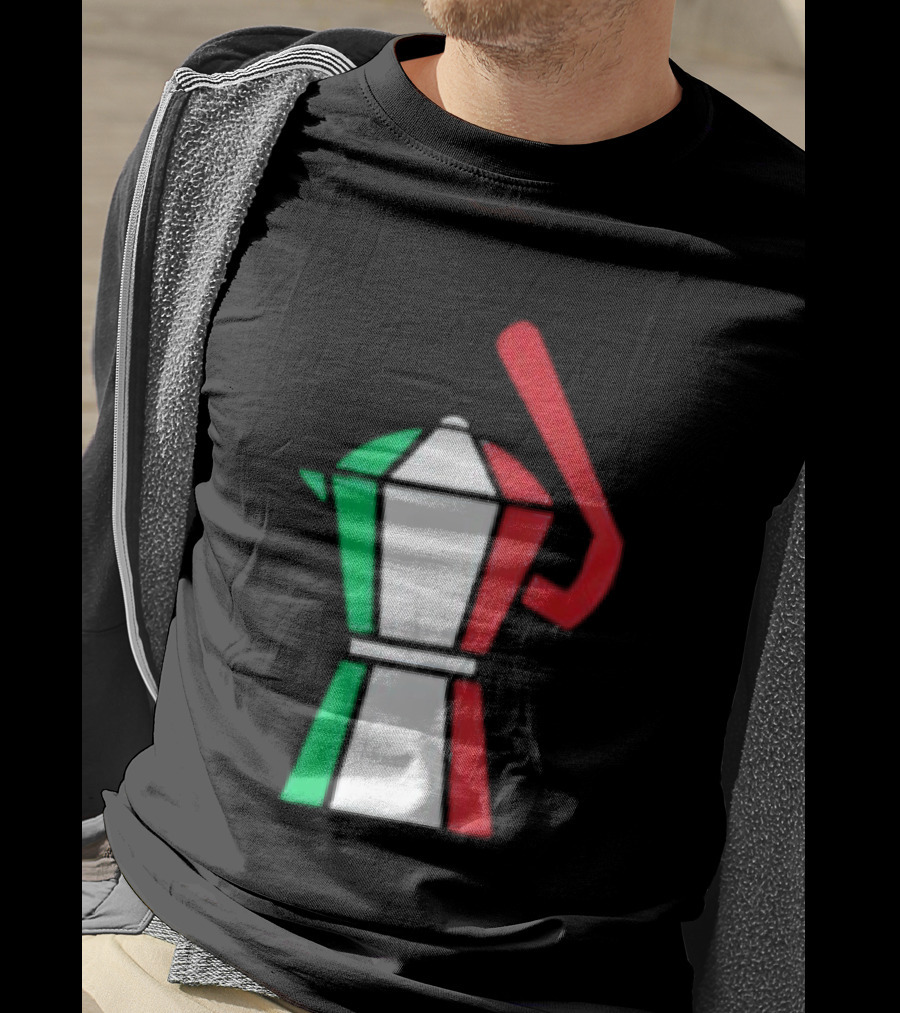 Italian Flag Moka Coffee Pot Icon Italy T-Shirt