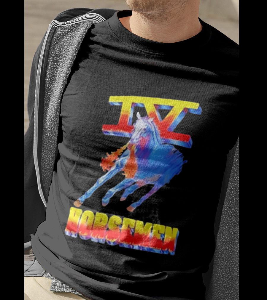 IV Horsemen Fire Breathing Blue Horse Flame Burst T-Shirt