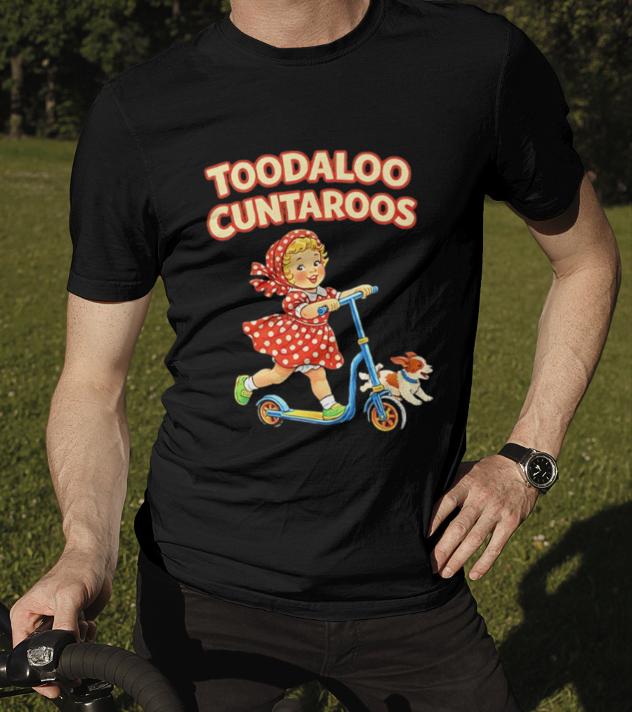 Toodaloo Cuntaroos Little Girl On Scooter With Dog T-Shirt