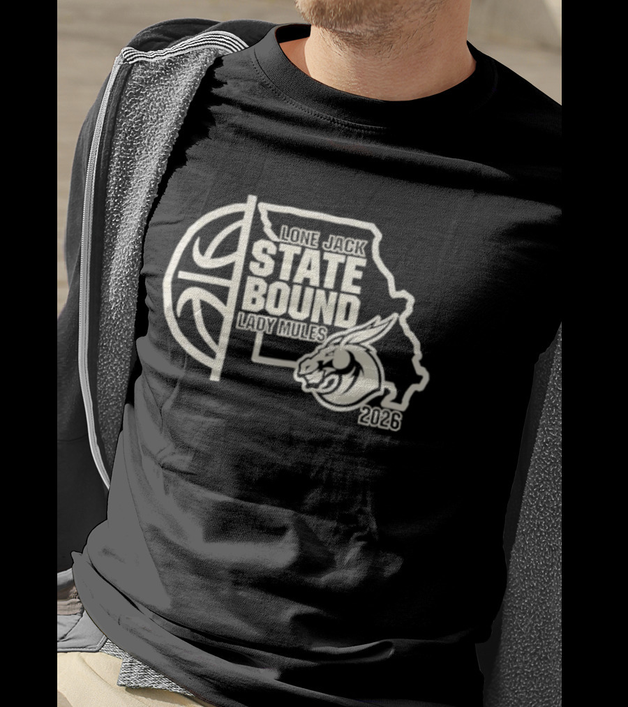 Lone Jack State Bound Lady Mules 2026 Missouri Basketball Map T-Shirt