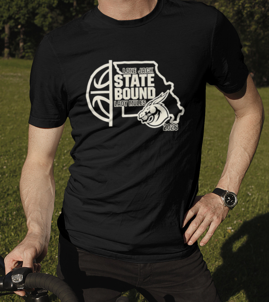 Lone Jack State Bound Lady Mules 2026 Missouri Basketball Map T-Shirt