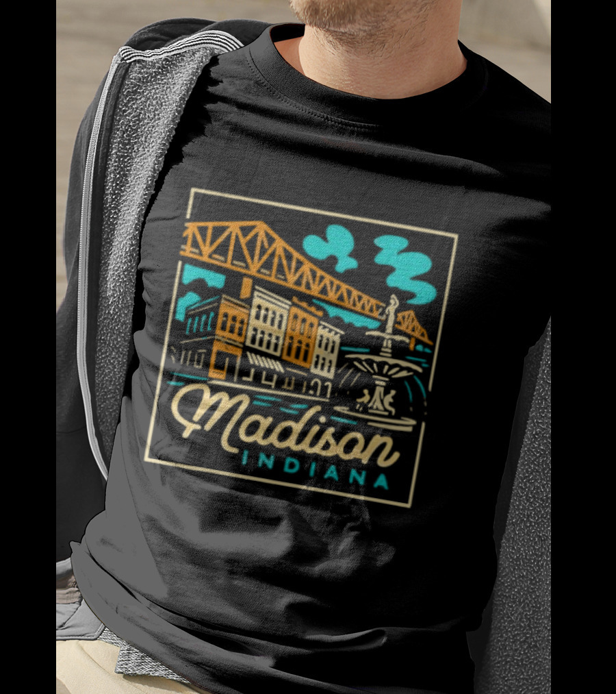 Madison Indiana Broadway Fountain Milton Wright Bridge T-Shirt