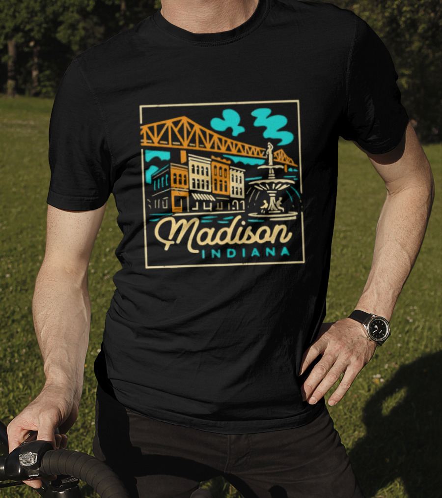 Madison Indiana Broadway Fountain Milton Wright Bridge T-Shirt