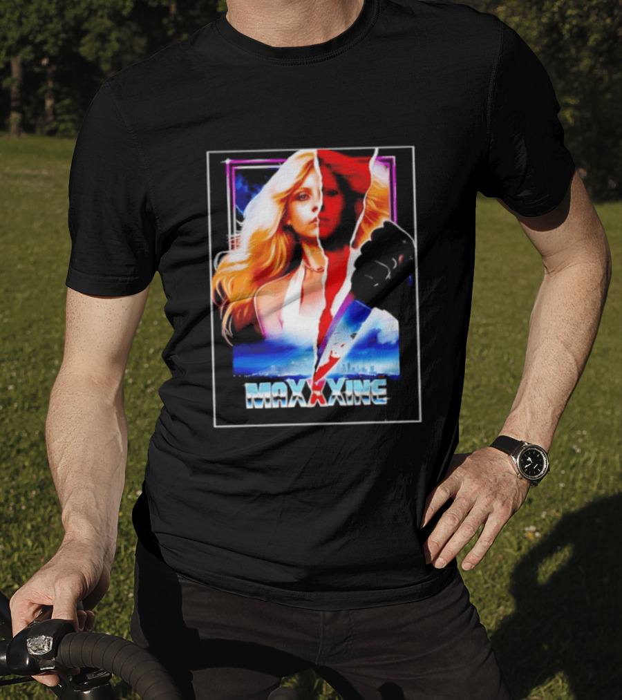 MaXXXine Mia Goth Horror Movie Knife Urban Skyline T-Shirt