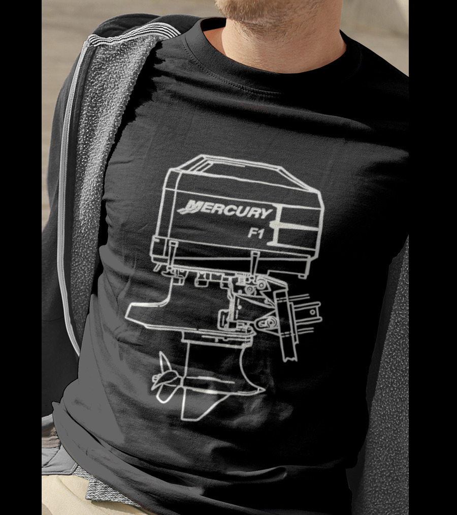 Mercury F1 Outboard Engine Sketch T-Shirt
