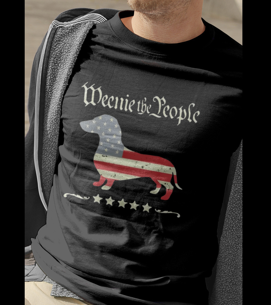 Weenie The People Dachshund American Flag Stars Patriotic Dog T-Shirt