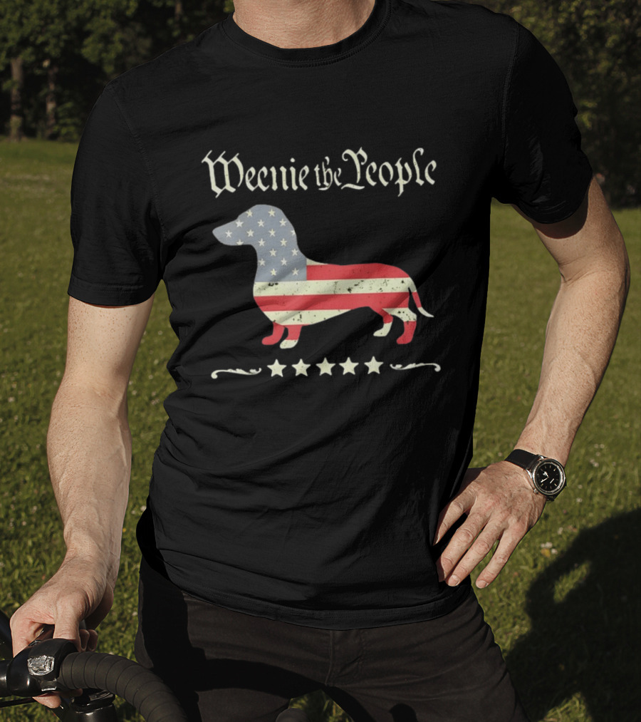 Weenie The People Dachshund American Flag Stars Patriotic Dog T-Shirt