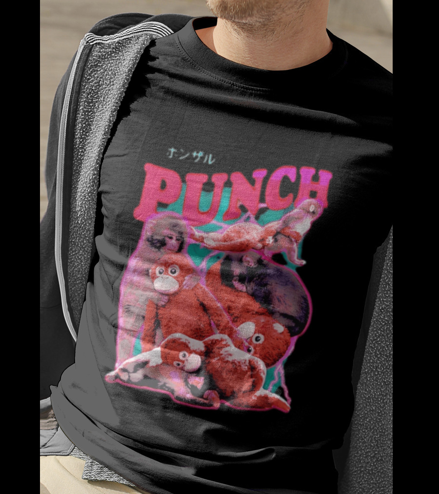 PUNCH Macaque Monkey Plush Collage T-Shirt