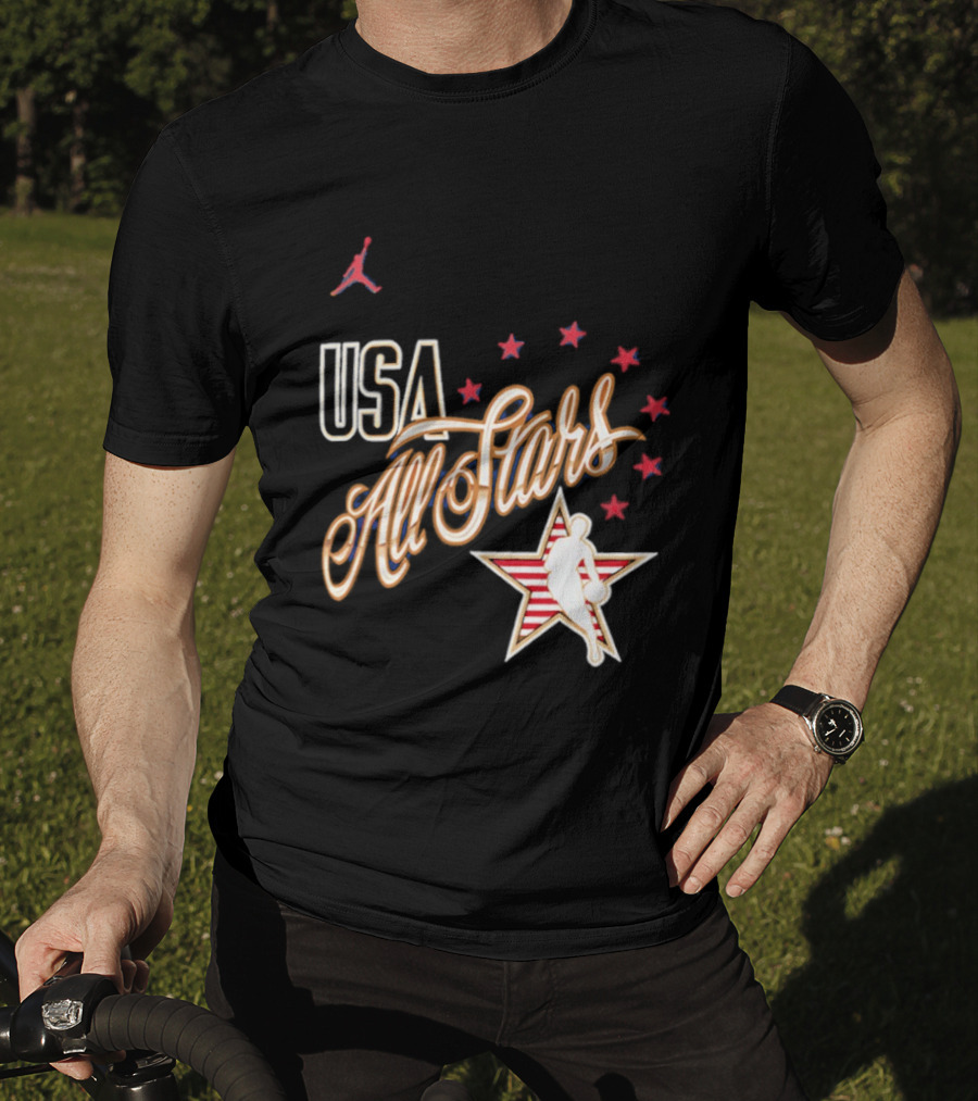 USA All Stars Basketball Red Stars Patriotic T-Shirt