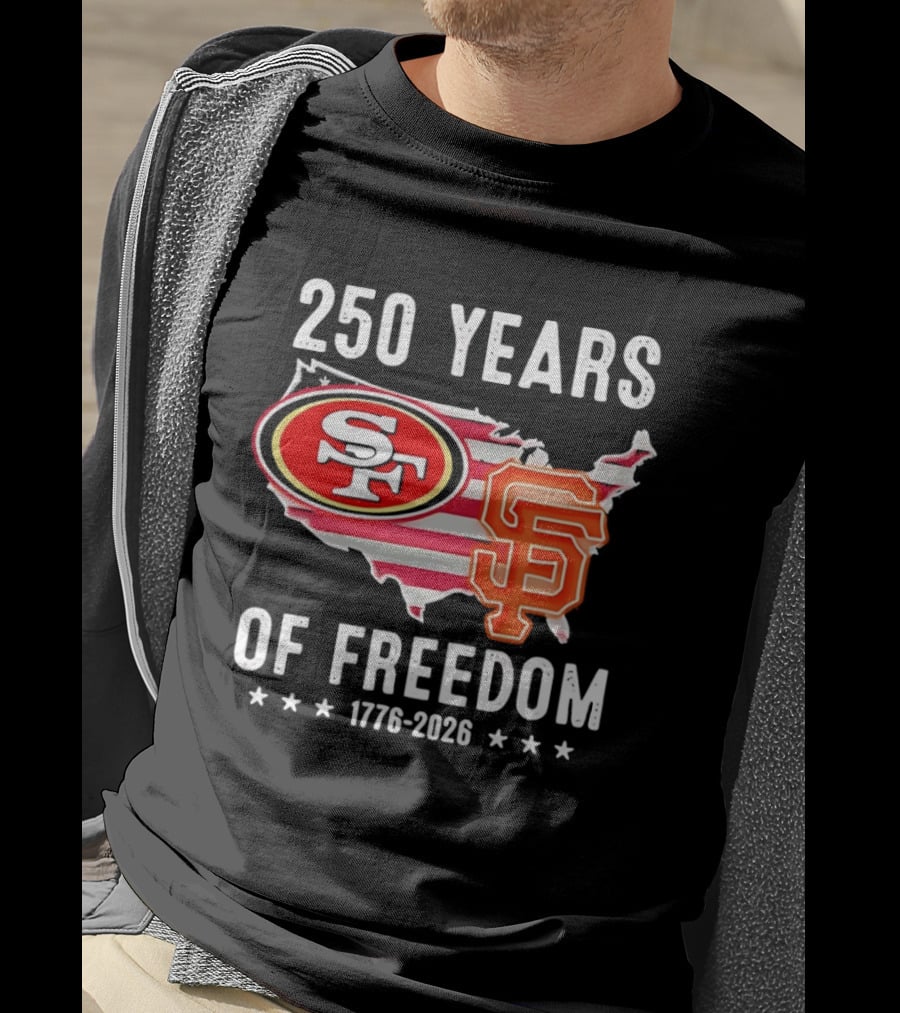 San Francisco 49ers 250 Years Of Freedom 1776 2026 USA Map T-Shirt