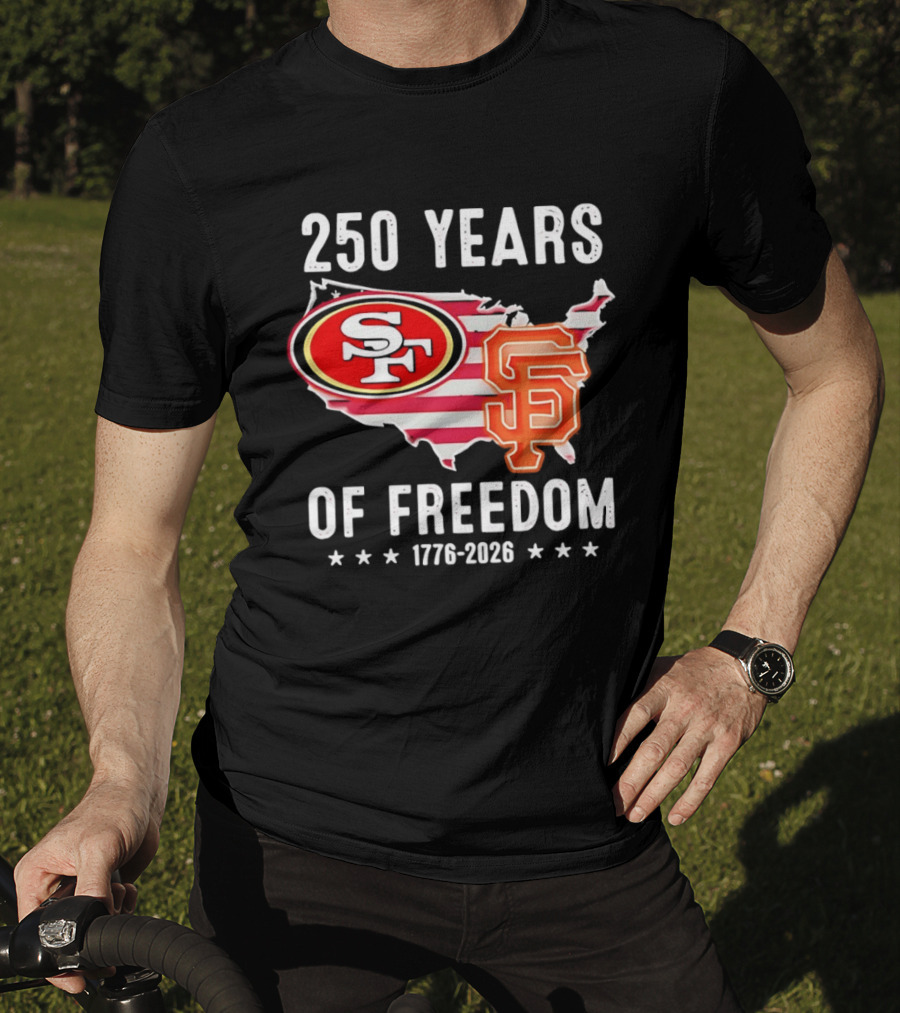 San Francisco 49ers 250 Years Of Freedom 1776 2026 USA Map T-Shirt