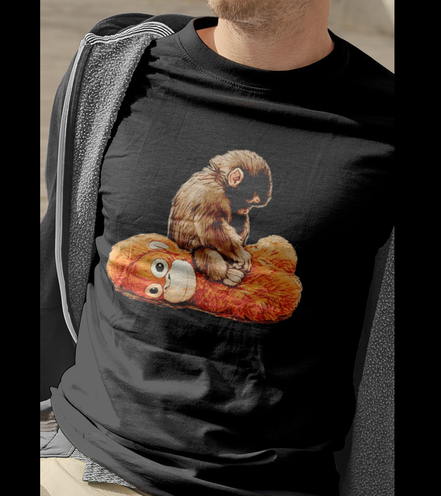 Punch Monkey Sitting On Plush Monkey T-Shirt