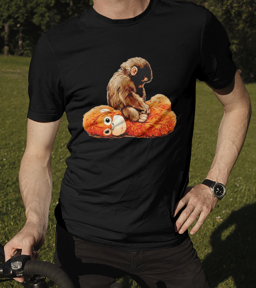 Punch Monkey Sitting On Plush Monkey T-Shirt