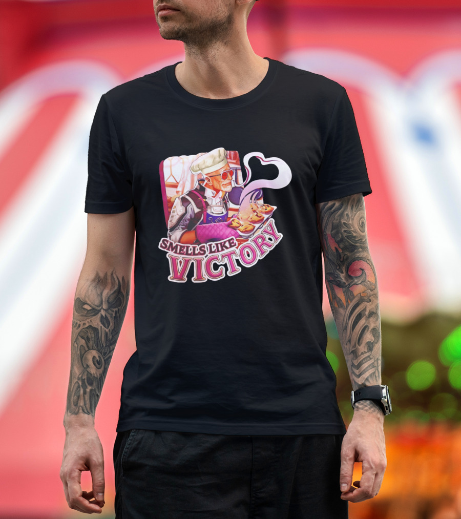 Smells Like Victory Chef Holding Tray Of Freshly Baked Pies In Futuristic Kitchen T-Shirt