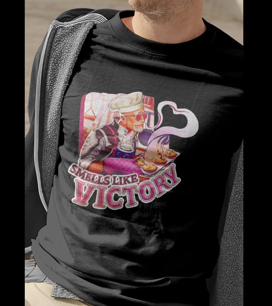 Smells Like Victory Chef Holding Tray Of Freshly Baked Pies In Futuristic Kitchen T-Shirt