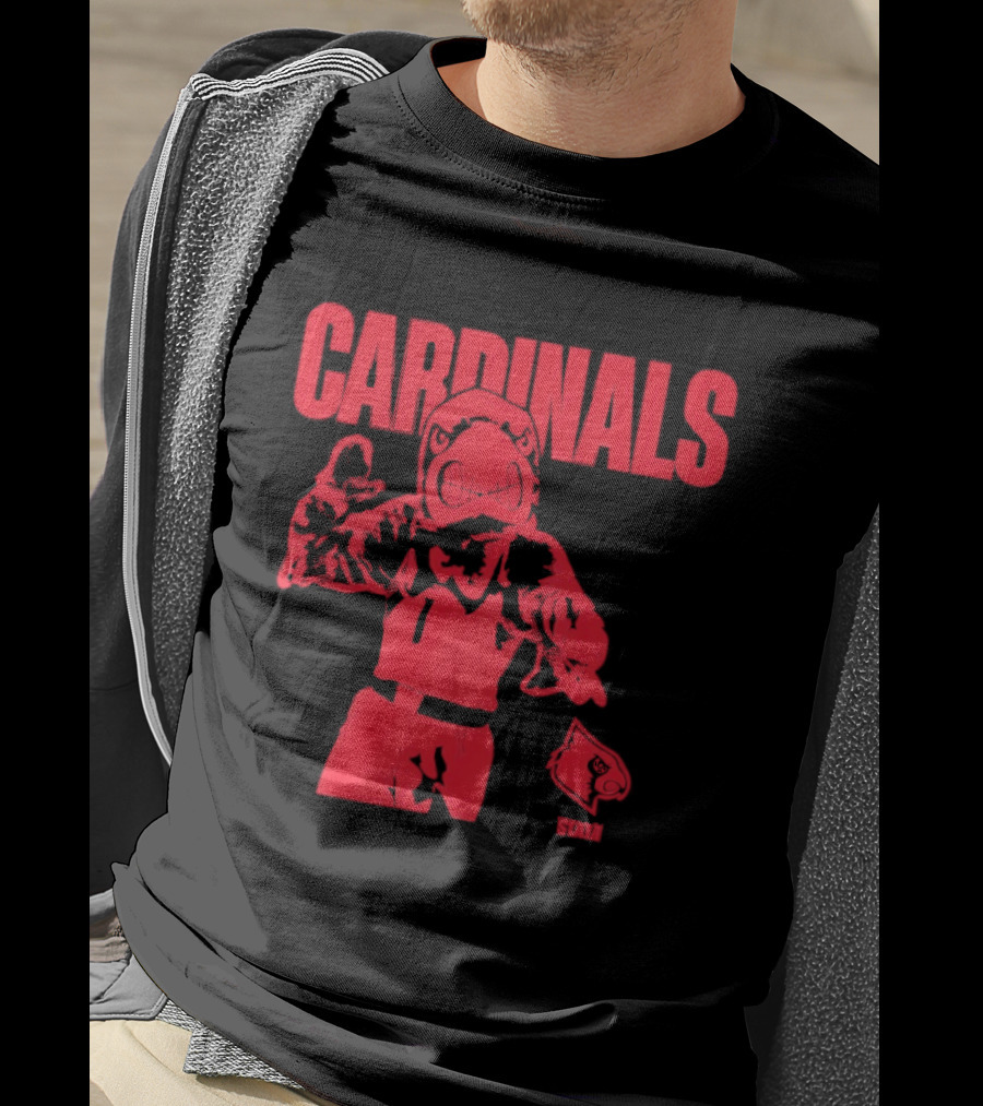 St Louis Cardinals Bold Red Player Cartoon T-Shirt