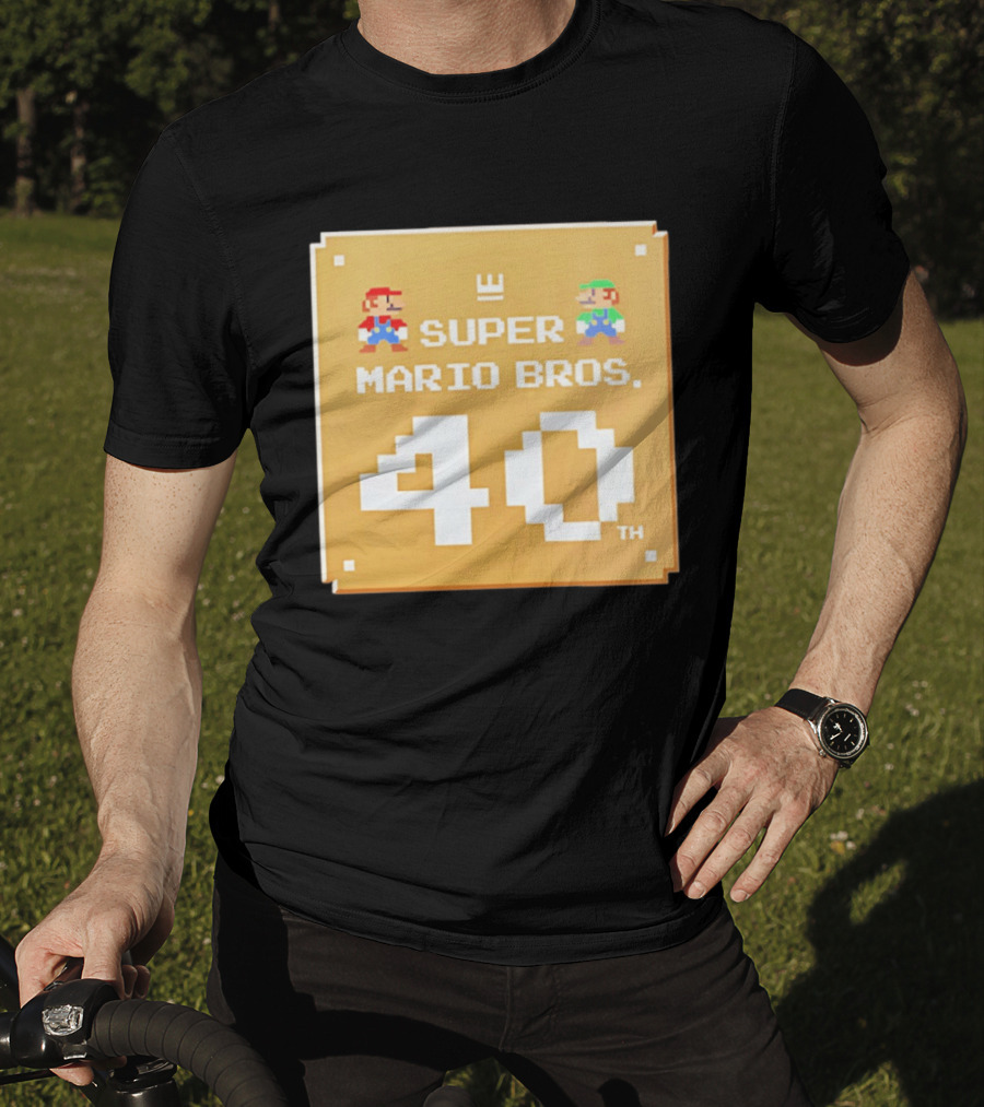 Super Mario Bros 40th Anniversary Mario Luigi Pixel T-Shirt