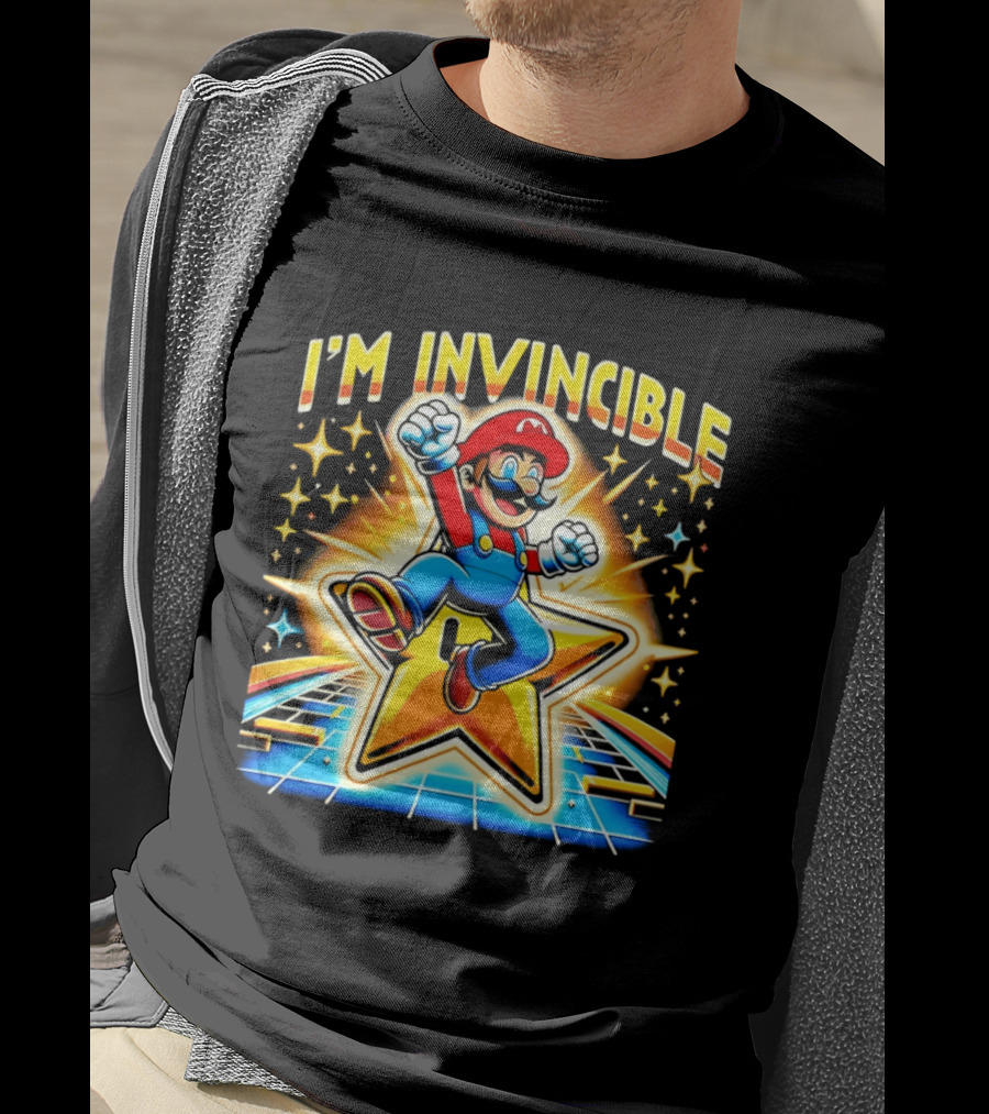 Super Mario I'm Invincible Star Power Jump T-Shirt