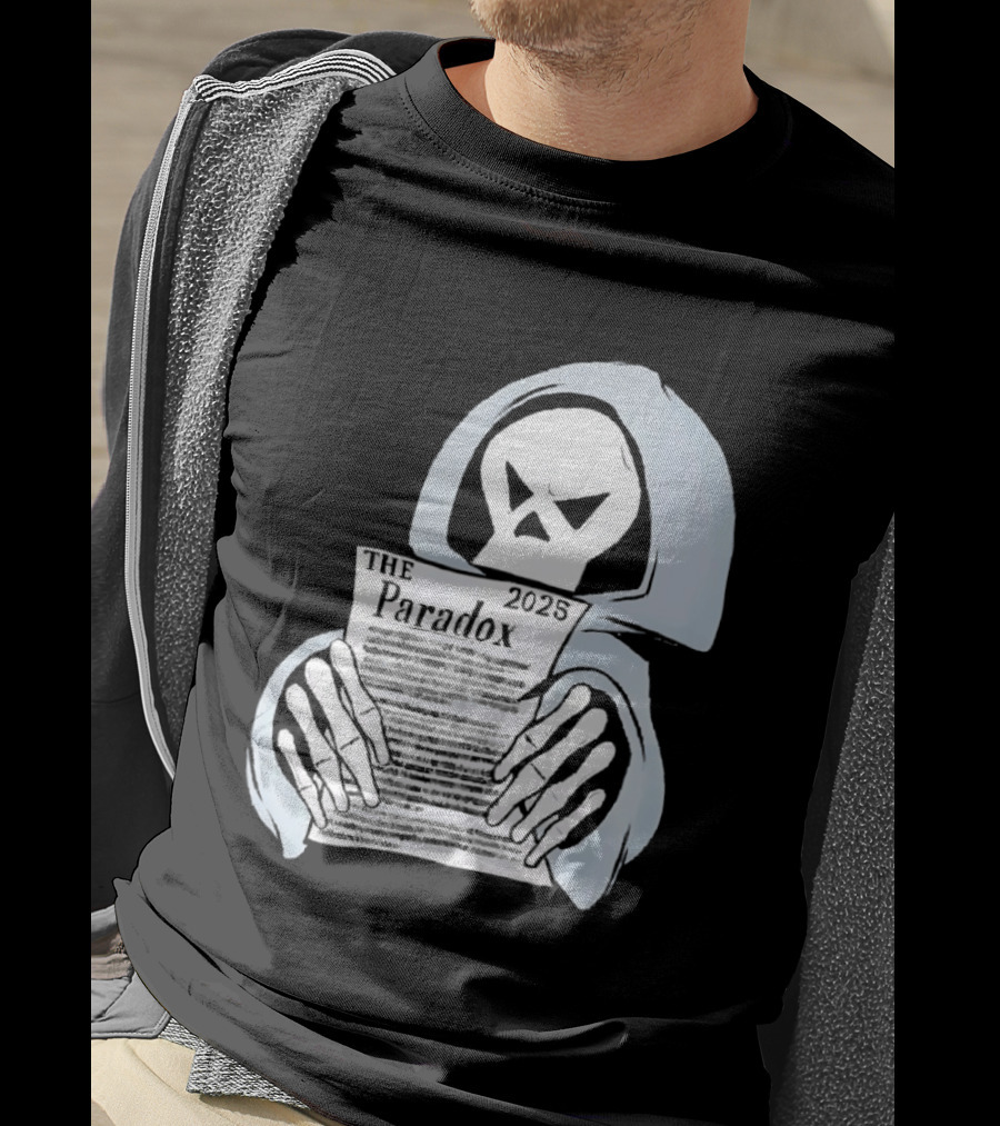 The Paradox Skull Grim Reaper Holding 2023 Newspaper T-Shirt