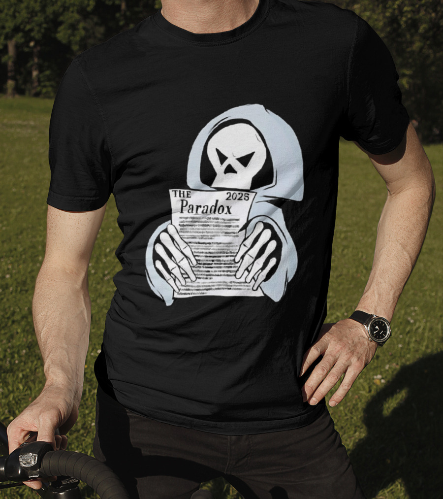 The Paradox Skull Grim Reaper Holding 2023 Newspaper T-Shirt