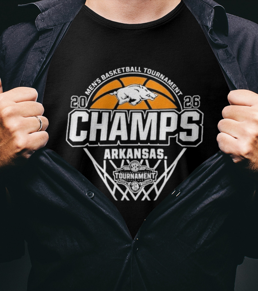 Men's Basketball Tournament 2026 Champs Arkansas Razorbacks T-Shirt