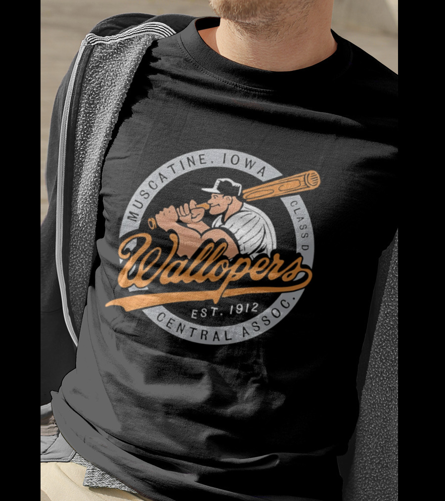 Muscatine Iowa Wallopers Central Assoc Est 1912 Baseball T-Shirt