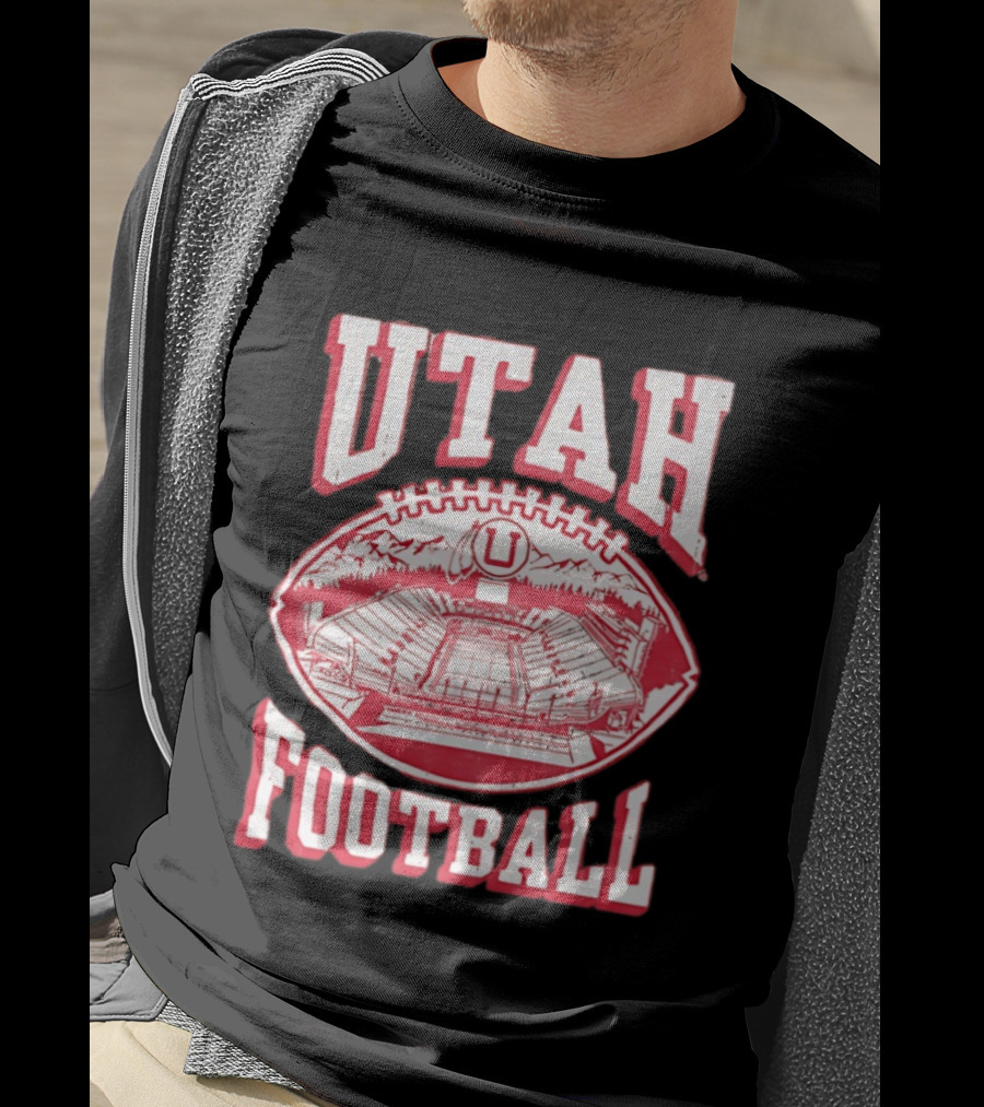 Utah Utes Football Stadium Illustration With Mountain T-Shirt